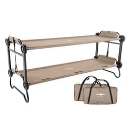 Disc-O-Bed Large Portable Bunk Camping Cots with Carry Bags - Heavy-Duty Indoor or Outdoor Sleeping System, Converts to Bench or Separate Beds, 500 lb Weight Capacity Per Cot