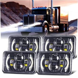 BAOLICY 4x6 LED Headlights DOT Approved 4PCS With Turn Signals DRL Rectangle Hi/Low Sealed Beam H4656 H4668 H6545 Headlights for Chevrolet S10 C10 Kenworth T800 W900 Peterbilt 378 379