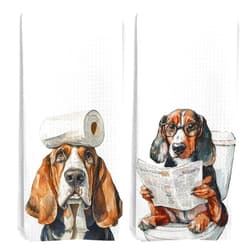 BitKAM Funny Basset Hound Hand Towels, Basset Hound Gifts for Women, Dog Mom Lovers Owner Gifts Decorative Hand Towels for Bathroom, Funny Dog Bathroom Decor, 16x24 Inch Set of 2