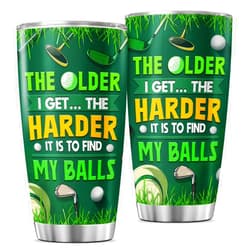 JENOIS Funny Golf Gift for Men with Quote 'The Older I Get the Harder It Is to Find My Balls', 20oz Stainless Steel Insulated Tumbler for Dad Grandpa Husband, Birthday Father's Day Cup