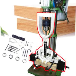 Fichiouy Locator Set of Bench Drill for Mortising Chisels Tenoning Machine with 4 Bits, Steel Hole Chisel Drilling Machine Tenon Tools