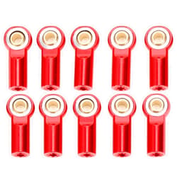 Pilipane 10Pcs Link Rod End Joint Aluminum M4 Metal Ball End Head Holder Tie,Ball Head Holder Link Rod Ends Joint Linkage and Tie Rod Ends Linkage Ball Joint RC Parts,for AXIAL SCX10 1/10 (red)