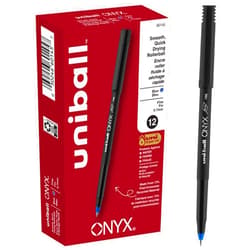 Uni-ball Sanford Uniball Onyx Roller Stick Pen, 0.7mm Fine, Blue Ink, Dozen (60145)