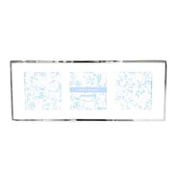 Isaac Jacobs Laura Ashley 3x3 Collage 3-Photo Picture Frame (Horizontal) with Silver Metal Edge & Easel, Made for Tabletop Display, Counterspace, Desk, Wall Décor, Photo Gallery