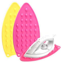 JCSMARTEC 2-Pack Silicone Iron Rest Pad, JCSMARTEC Hot Resistant Mat for Ironing Board, Thicker Series Easy to Use with Wall Hole, and Multicolor for Home Decorate (Red+Yellow)