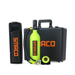 SMACO S400 Pro 1L Scuba Tank Mini Scuba Diving Tank—DOT Certified Tank with 15-20 Minutes Backup Scuba Tank Kit Diving Oxygen Underwater Breathing Device with Aluminum Hard Case