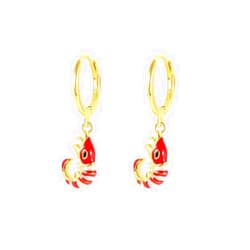 YUXINTOME Crystal Pendant Hoop Earrings for Women, 925 Sterling Silver Needle Crystal Pendant Starfish, Sea Shrimp Earring Jewelry