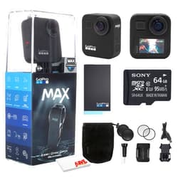 GoPro Go Pro MAX 360 Waterproof Action Camera - Camera W/Touch Screen - Spherical 5.6K30 HD Video - 16.6MP 360 Photos - 1080p Live Streaming Stabilization - Cleaning Set + 64GB Memory Card and More.