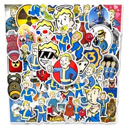 Sxdaizjsym 61 PCS Fallout Gaming Stickers,Cool Game Fallout Stickers for Water Bottle,Laptop,Phone,Skateboard,Game Gift Stickers for Teens Girls Kids