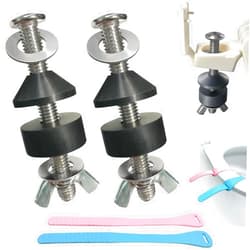 POQOD Toilet Seat Screws Replacement Kit, Toilet Seat Bolts Replacement Kit, Metal Toilet Seat Fastener with Toilet Seat Lifter Tab, Toilet Hardware Replacement for Top Mount Toilet Seat Hinges (2 Pack)