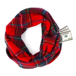 GERINLY Leopard Pocket Scarf for Women Warm Travel Zip Infinity Scarf for Winter