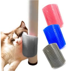 PENINSUAL LOVE 3pc Cat Self Groomers Wall Corner Cat Grooming Brush Massage Brush Toy with Catnip for Short Long Hair Cat Kitten Puppy