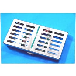 SYNAMED USA New German Stainless Dental Autoclave Sterilization Cassette Rack Box Tray for 7 Instruments-Green