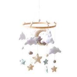 GOODMOM Baby Crib Mobile for Boys Girls Sleeping Bear Mobile for Crib, Baby Bassinet Mobile Toy for Soothing Sleep Gender Neutral Nursery Mobile - Sun, Moon, Cloud, Bear(Gery)