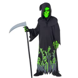 Morph - Glow In The Dark Grim Reaper Costume Kids, Halloween Costume for Boys Scary Phantom Costume, Boys Grim Reaper Costume