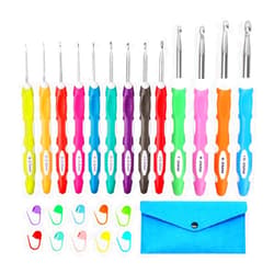 Lewhoo Ergonomic Crochet Hooks Set with Case, 13 Size Crochet Hooks for Arthritic Hands 2.0mm -10.0mm (B-N)