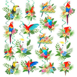 Runloon 40Pcs Tropical Bird Hanging Swirls, Toucan Parrot Party Hanging Swirl Foil Ceiling Decor Hawaiian Tropical Party Decorations Streamers for Summer Hawaiian Luau Birthday Party Decorations