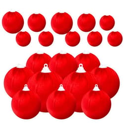 Gresorth 10pcs Red Xmas Flocked Fabric Wrapped Ball Decoration Crafted Lightweight Velvet Hanging Ornament Handmade Outdoor Pendant Display