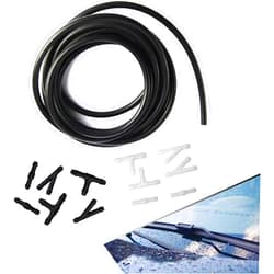 Slykew Pack-12 Car Front Windshield Wash Hose Set, 13.1Ft Hose + 12 T/I/Y Hose Connectors, Flexible Rubber Hoses Replacement Parts, Universal for Cars Washer Pump Nozzle Link Accessories (Black)