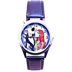 Nightmare Before Christmas New Horizons Production Nightmare Before Christmas Jack and Sally Black Leather Band Wrist Watch
