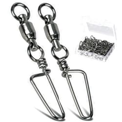 AMYSPORTS Saltwater Connector Fishing Snap Swivel High Strength Snaps Swivel Freshwater Ball Bearing Fishing Swivels Stainless Steel Corrosion Resistant Black Nickel
