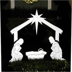 Teak Isle Outdoor Nativity Scene - Holy Family Yard Nativity Set. Made in USA, Durable Materials, Simple Assembly, Compact Storage. White. Solid Plastic.