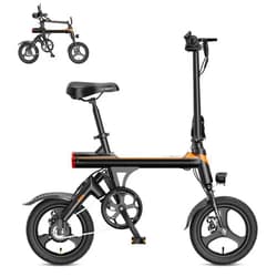 Jasion EB3 Electric Bike for Adults 21mph Folding Adults Electric Bicycles, 350W Brushless Motor, 36V 7.5Ah Battery, Center Suspension, 3 Levels Assist, 14