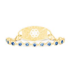 Lauren's Hope Ella in Sapphire and Gold Medical ID Bracelet for Women, Custom Engraved Medical Alert Bracelet, Medical IDs, Medical Jewelry