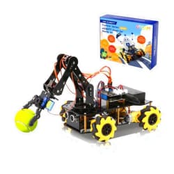 ACEBOTT 5DOF Smart Robot Arm Car Kit, 4WD Remote Control Car Compatible with Arduino/Python/Blockly Programming Project/STEM Education/Science Coding Kit for 12+ Teens and Adults Unique Gifts