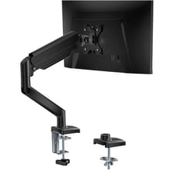 WALI Single Monitor Mount, Gas Spring Monitor Arm for 17-34 inch Screens, Adjustable Computer Monitor Stand up to 26.4lbs, with Clamp and Grommet Base, Mounting Holes 75 and 100mm (GSMP001N), Black