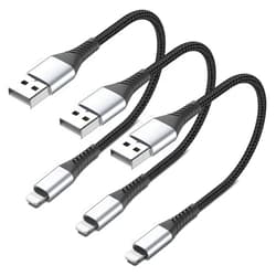 PEAKLIFT 6 inch Short iPhone Charging Cable, 3Pack 0.5ft USB to Lightning Cable Braided iPhone Charger Short Cord Fast Charging for Apple iPhone 14 13 12 11 Pro Max Mini 10 8 7 Plus XR XS MAX SE, AirPods