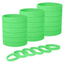 Muka 24 PCS Silicone Wristbands for Adults, Blank Rubber Bracelets Sports Accessories - Kelly Green