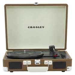 Crosley CR8005F-TW Cruiser Plus Vintage 3-Speed Bluetooth in/Out Suitcase Vinyl Record Player Turntable, Tweed