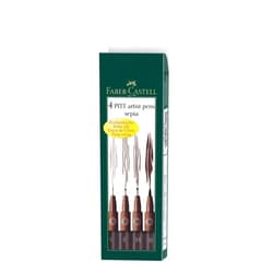 Faber-Castell Art & Graphic Pitt Artist Pen India Ink Pen, Dark Sepia, Wallet Of 4, For Art, Craft, Drawing, Sketching, Home, School, University, Colouring