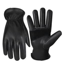 Cierto Leather Work Gloves Men Women: Black Garden Gloves | Heavy Duty Cow Skin Gardening Outdoor Construction Working Gloves
