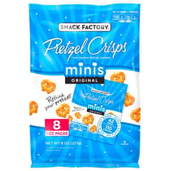 Snack Factory Pretzel Crisps, Original Minis, Multipack of 8 Single-Serve Bags