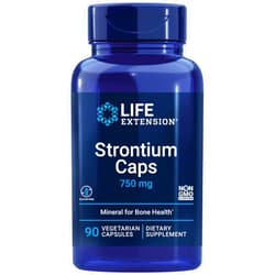 Life Extension Strontium Caps, Trace Mineral for Advanced Bone Health Support, Gluten Free, Non-GMO, Vegetarian, 90 Capsules