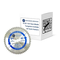 Benchmark Abrasives TCT 6 1/2 Inch Circular Saw Blade, Tungsten Carbide Tipped Metal Cutting Saw Blades for Cutting Metal, Stainless Steel, Ferrous Metals, Miter Saw Blade (6-1/2