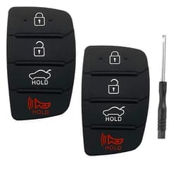 JJCHQ 4 Button Key Fob Rubber Pad Replacement for Hyundai Santa Fe Sport Sonata 2019 2018 2017 2016 2015 2014 2013 Keyless Entry Remote Control Flip Car Key Fob Case Shell Insert Keypad Outer Cover - 2 Pack