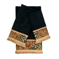 Sherry Kline Tangiers Black 3-Piece Decorative Embellished Towel Set