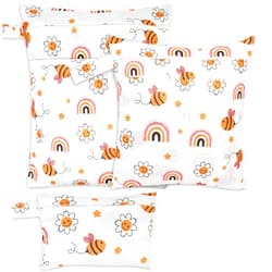SANFERGE 3pcs Baby Cloth Diaper Wet Dry Bags, Waterproof Reusable Wet Bag with 2 Zipper Pockets & Handle, Washable Laundry Bags for Travel Beach Pool Daycare Yoga Gym Exercise Swimsuits, SML, Honeybee