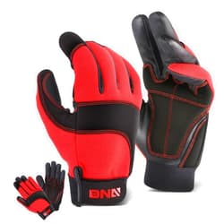 DNA MOTORING 2pair Multi-Purpose Utility Machanic Gloves, Flexible Breathable Performance Padded Knuckles Palm Work Gloves, Red/Black, TOOLS-00585