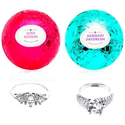Jackpot Candles Mermaid Love Potion Bath Bombs Gift Set of 2 with Ring Surprise Inside Each Made in USA
