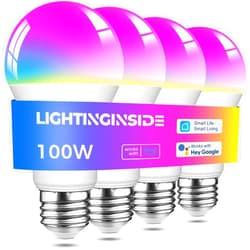 Lightinginside Smart Light Bulbs 100W Equivalent, 1350LM 11W WiFi Smart Bulb Compatible with Alexa/Google Assistant/Smart Life, A19 E26 RGBCW Color Changing, No Hub Required,2.4G WiFi, ETL Listed,4PCS