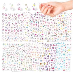 Konsait Nail Stickers Decals (1200 Designs), Self Adhesive 3D Nail Art Stickers Rainbow Diamond Nail Tips Decorations Manicure Decor for Kids Girls Birthday Party Favor Nail Salon Gift