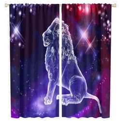 Wlsgdsg Lion Blackout Curtains,Cool Lion King Insulated Curtains Farmhouse Curtains Curtains for Studio Living Room 2 Panels 63x72in