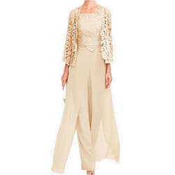 Qhdeikd Mother of The Bride Pants Suits 3 Pieces Formal Outfit Set Evening Gowns for Women Mother of The Bride Dresses