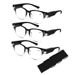 DuanMei Reading Glasses with Lights Magnifying Glasses with Light Bright LED Readers Lighted Reading Glasses Blue Light Blocking Eyeglasses for Men/Women Lighted Magnifier Nighttime Lighted Eye Glasses+250