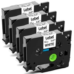 Label KINGDOM Replace for Brother Label Maker Tape 12mm 0.47 White TZe-231 TZ-231 Laminated P Touch Tape for Brother PTD220 PT-1290 PT-D210 PTH110 D410 D600 Label Maker, Black on White, 4-Pack