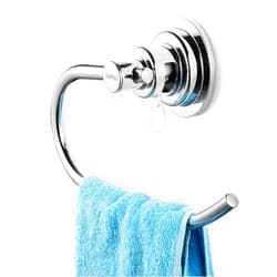 JiePai Vacuum Suction Towel Holder,Modern Shower Towel Ring,Washcloth Hand Towel Holder for Bathroom Kitchen Drill Free,Chrome